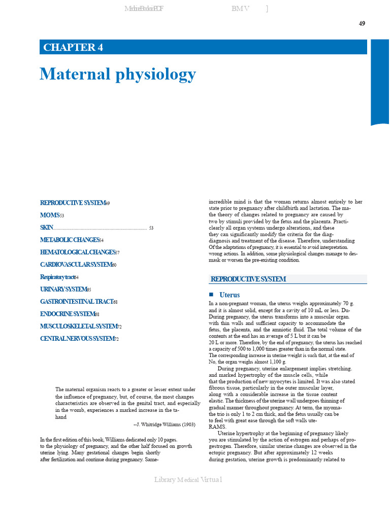 Maternal Physiology Changes During Pregnancy | PDF | Uterus | Vagina