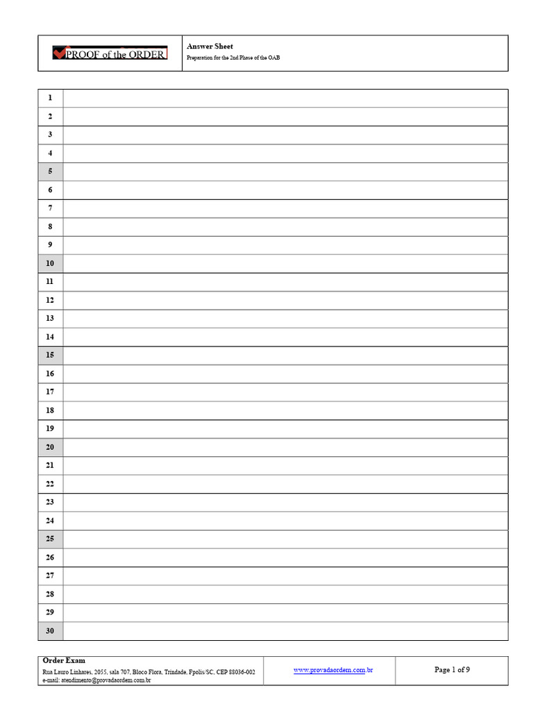 Draft Sheet - OAB 2nd Phase | PDF | Tests | Educational Assessment And ...