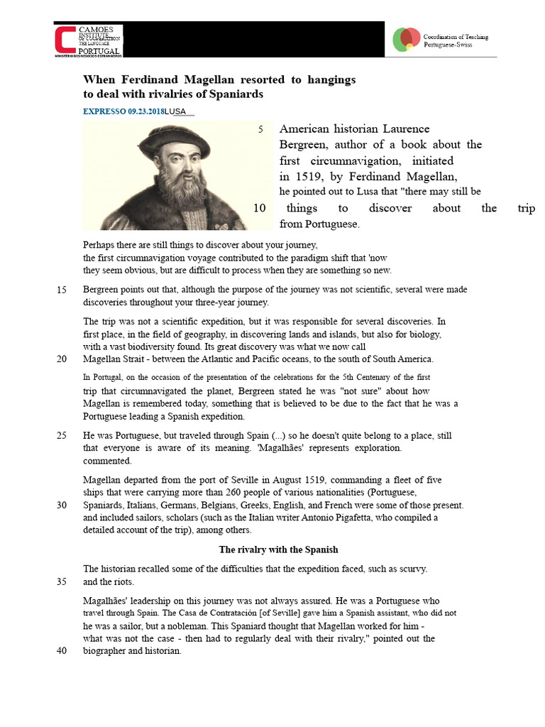 Reading Test Ferdinand Magellan | PDF