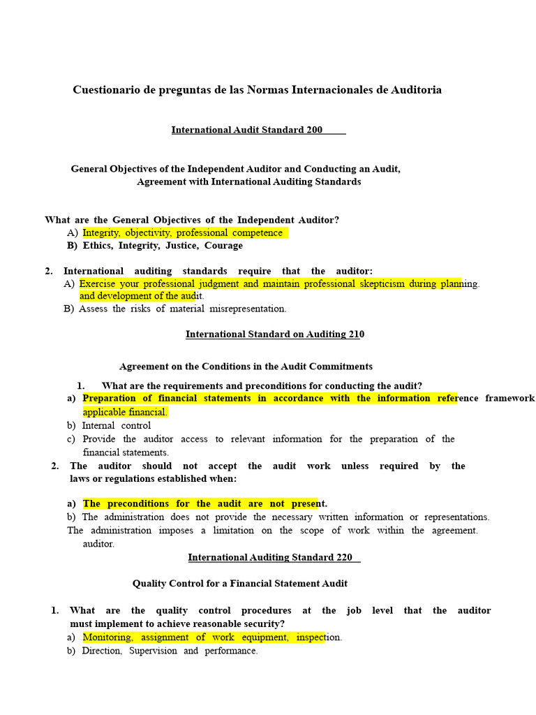 Comprehensive Audit Questions | PDF | Audit | Internal Control