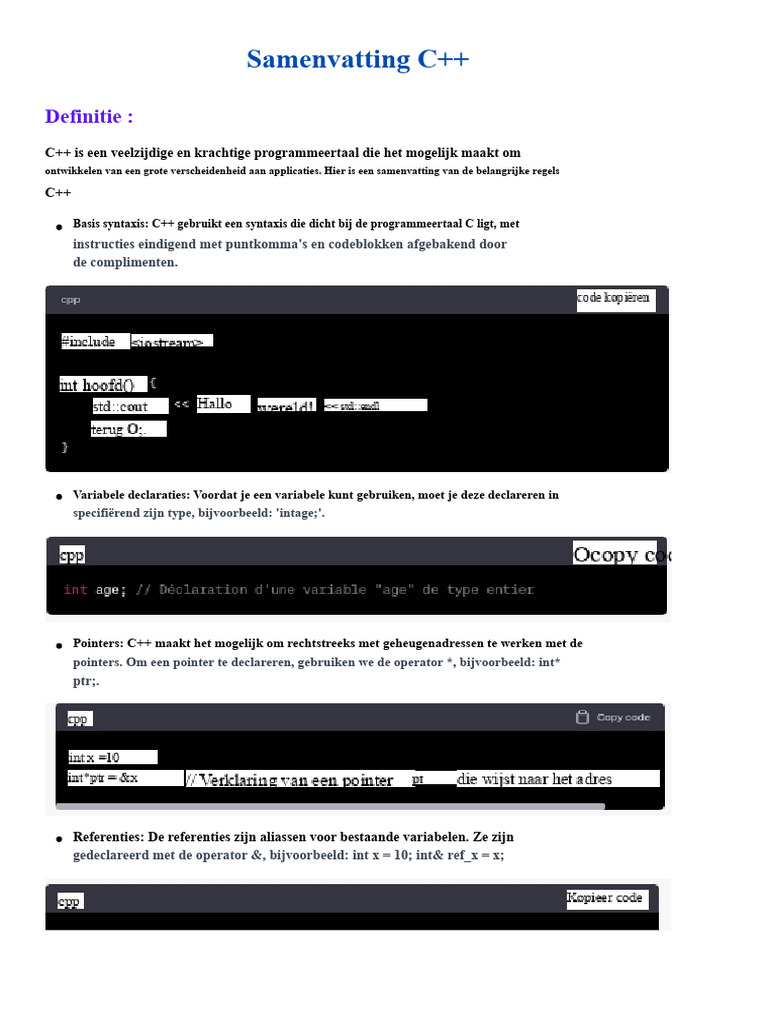 Samenvatting C++: Definitie | PDF