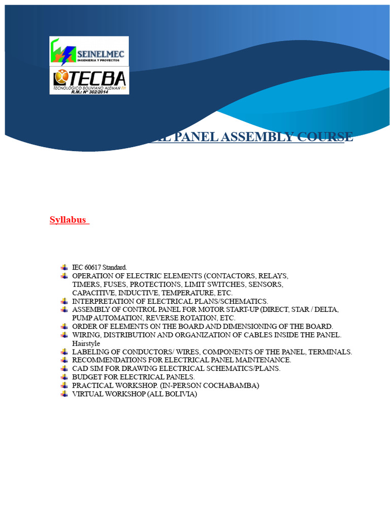 Electrical Panel Assembly Course Syllabus | PDF | Electrical Wiring ...