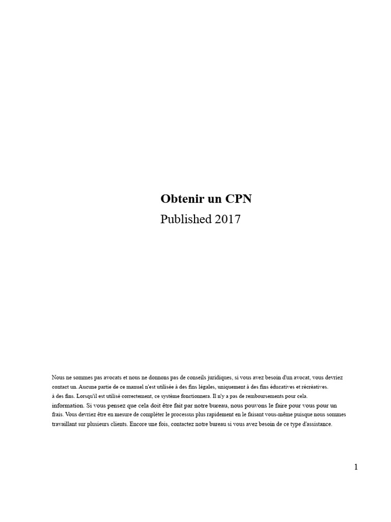Guide pour obtenir un Numéro CPN | PDF | Crédit | Finance et gestion ...