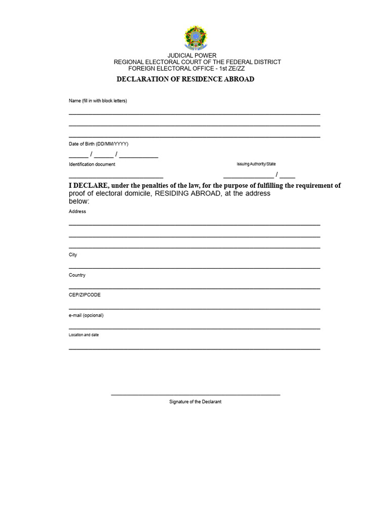 TRE DF Residence Declaration ZZ | PDF