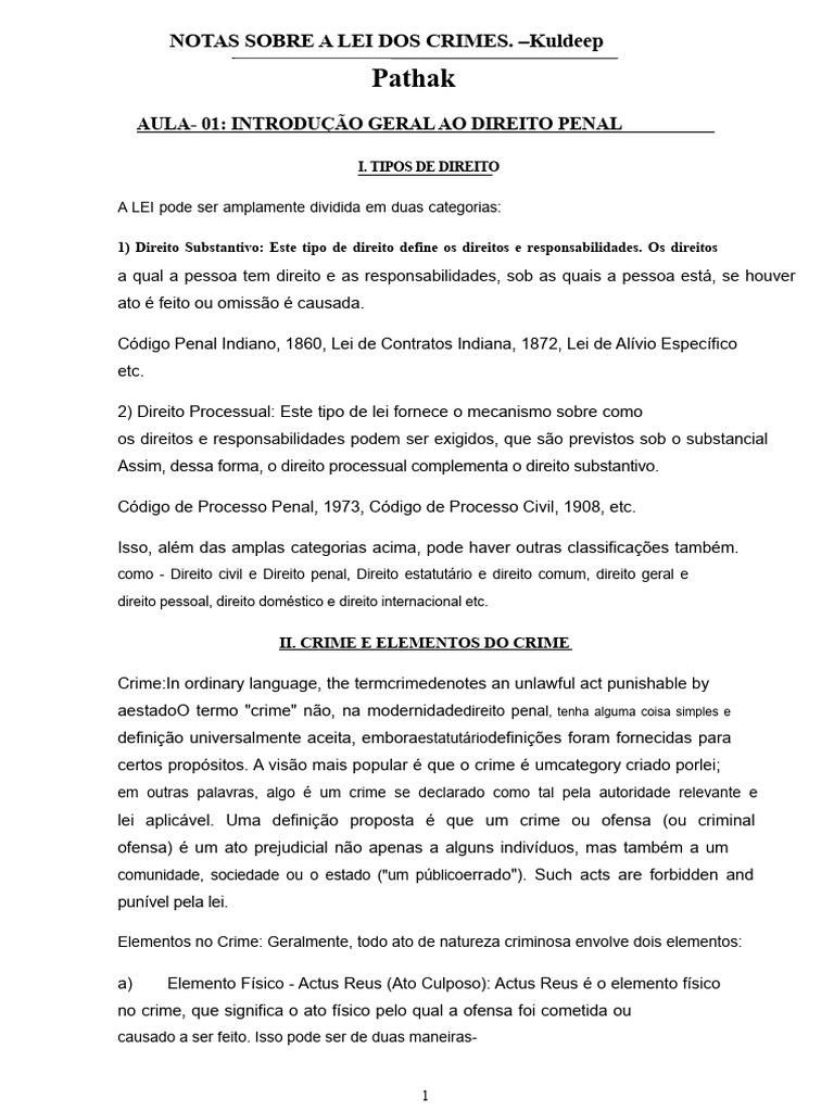 Introdução ao Direito Penal e Crimes | PDF | Crimes | Crime e Violência
