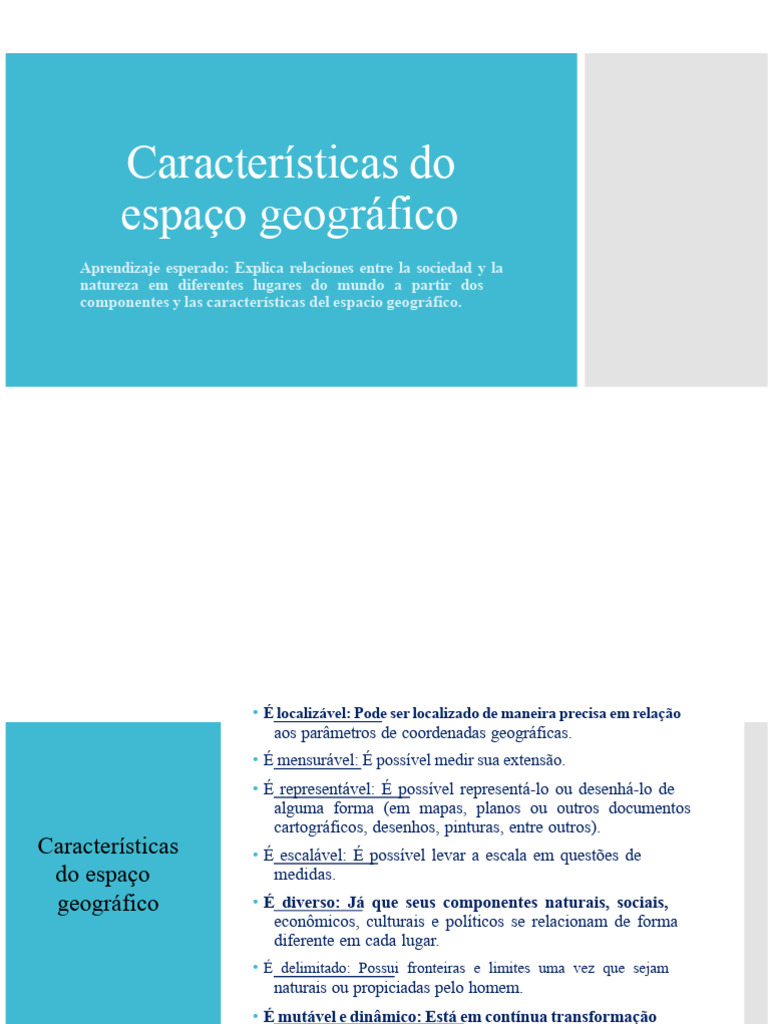 Características do Espaço Geográfico | PDF | Geografia | Estado