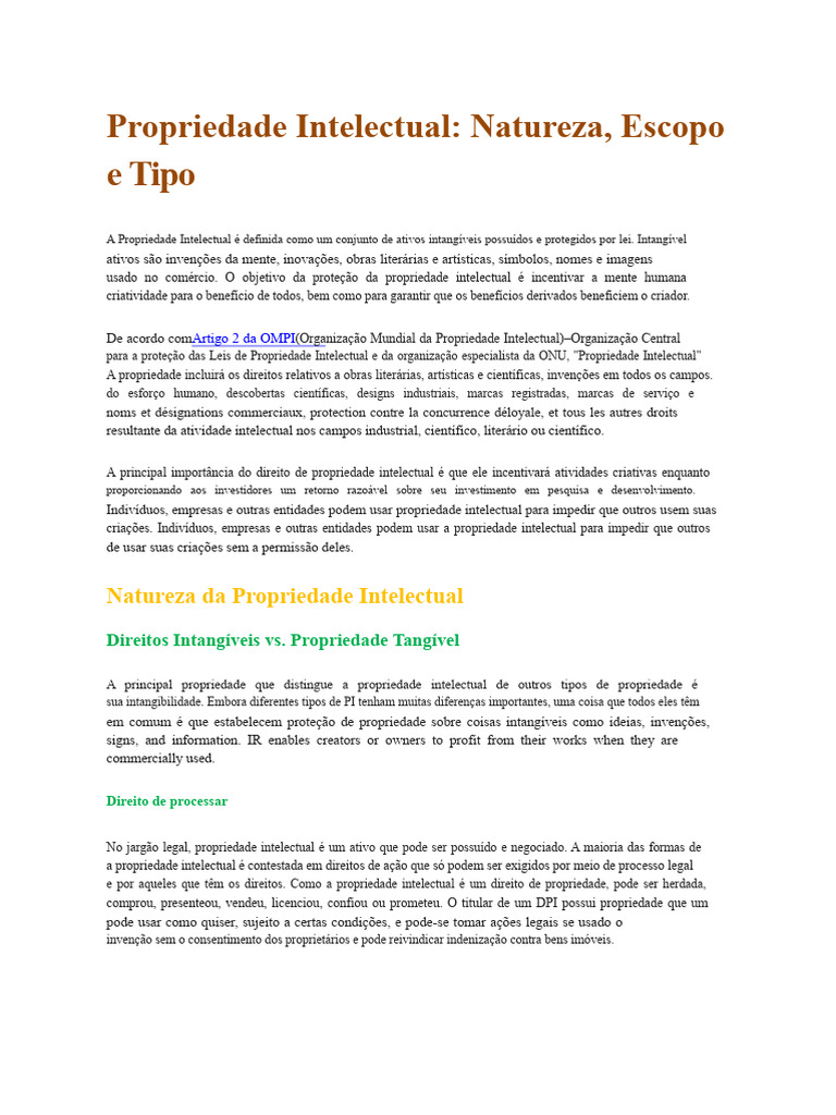 Entenda a Propriedade Intelectual: Tipos e Direitos | PDF | Propriedade ...