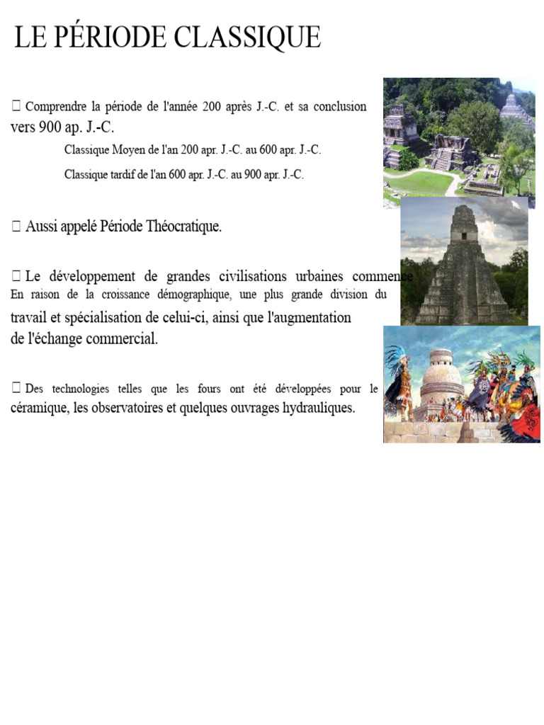 Période Classique : Civilisations et Développements | PDF ...