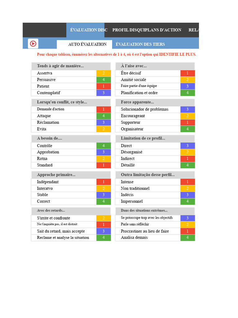 Évaluation DISC : Profil et Plans d'Action | PDF | Environnement naturel