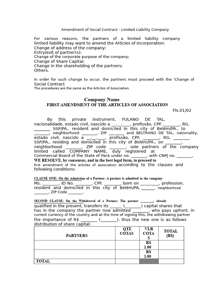 Amendment of The Articles of Association | PDF | Articles Of ...