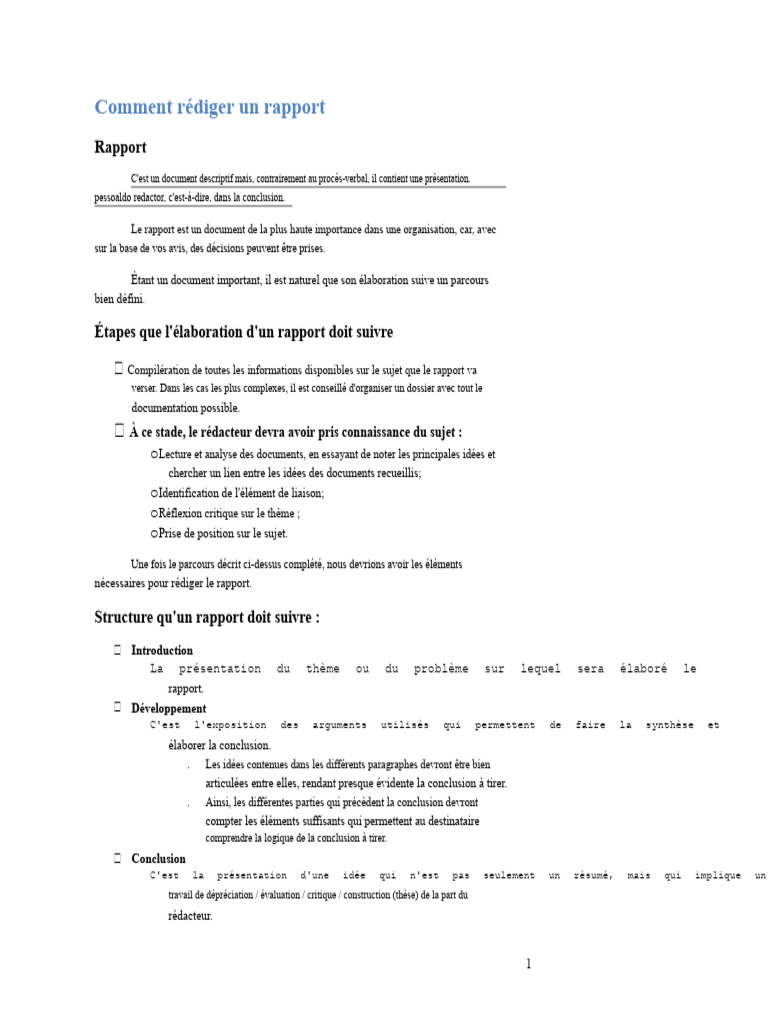 Guide complet pour rédiger un rapport | PDF