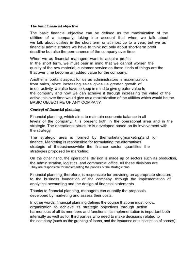 The Basic Financial Objective | PDF | Cost Of Capital | Investing
