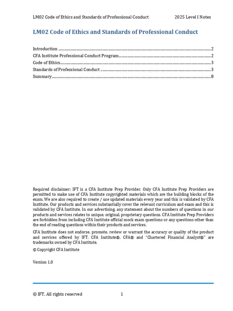 CFA Ethics and Conduct Standards 2025 | PDF | Conflict Of Interest ...