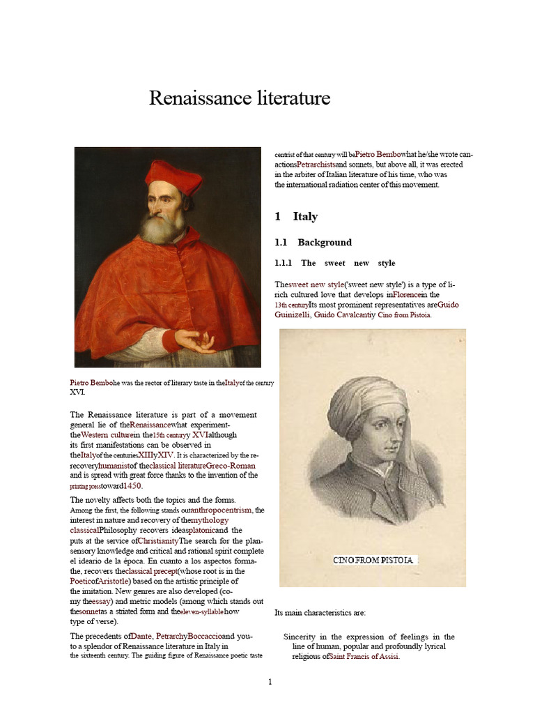 Overview of Renaissance Literature | PDF | Poetry | Giovanni Boccaccio