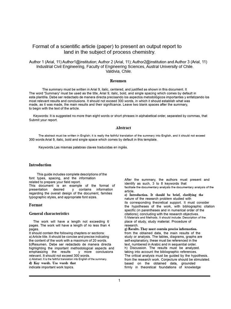 Scientific Article Format Guide | PDF | Citation | Arial