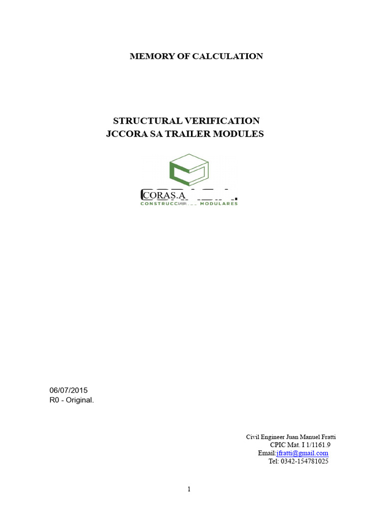 Trailers-Calculation Memory 060715 | PDF | Young's Modulus | Elasticity ...