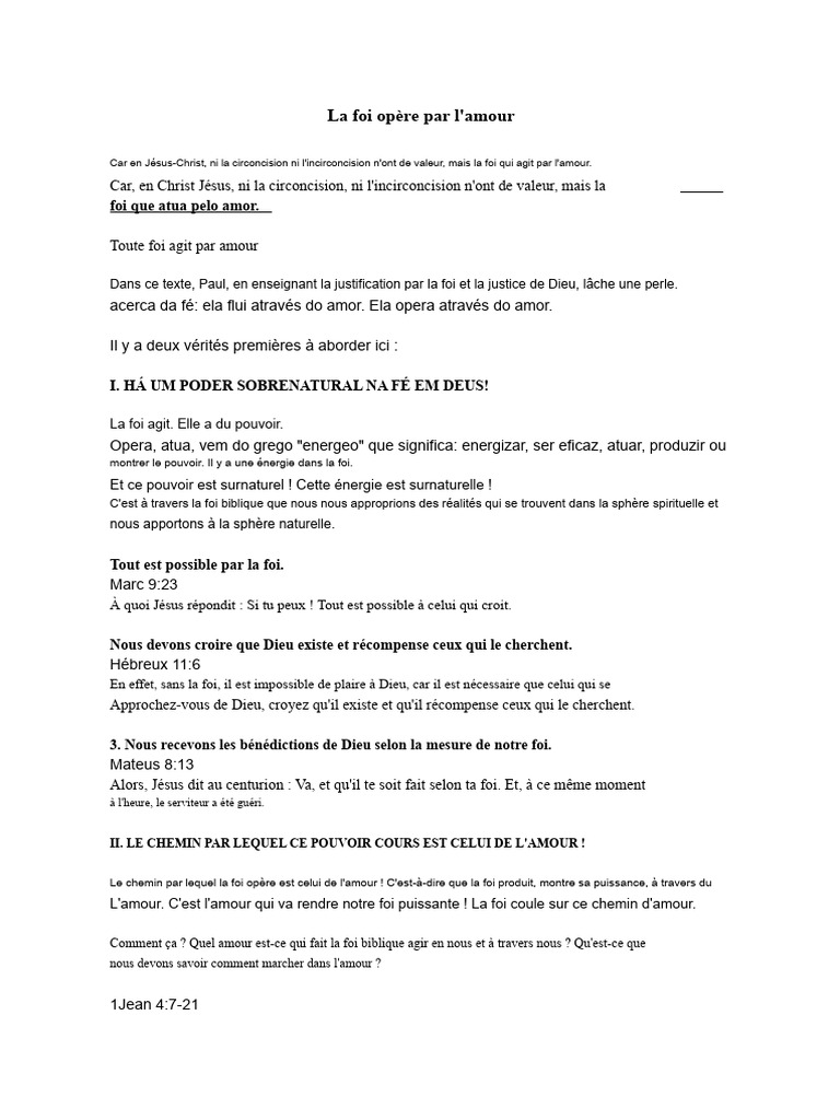 La Foi Agit par l'Amour : Enseignements de Paul | PDF | Amour | Dieu
