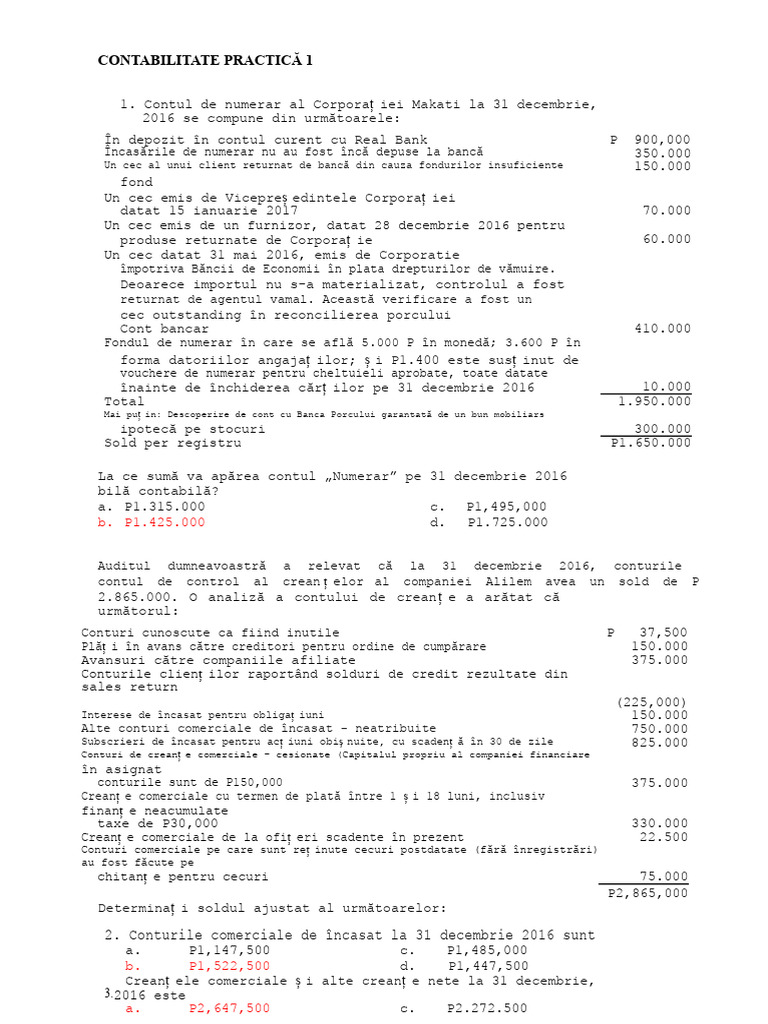 Contabilitate Practică 1: Un Cec Al Unui Client Returnat de Bancă Din ...