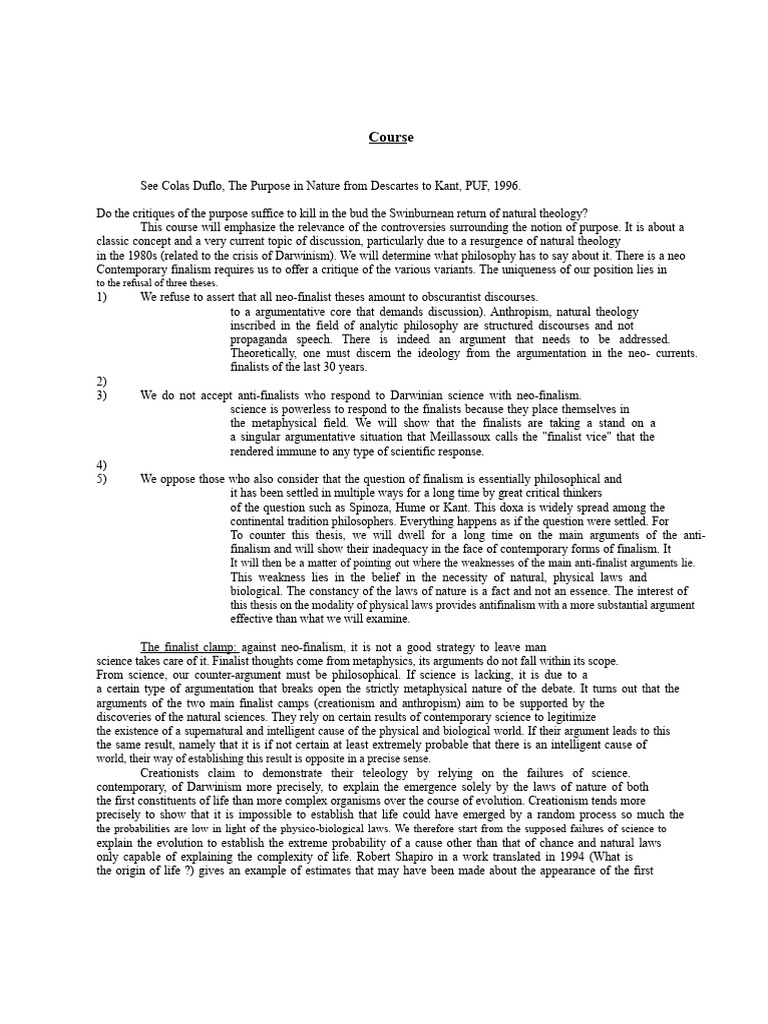 Critique of Neo-Finalism in Philosophy | PDF | René Descartes ...