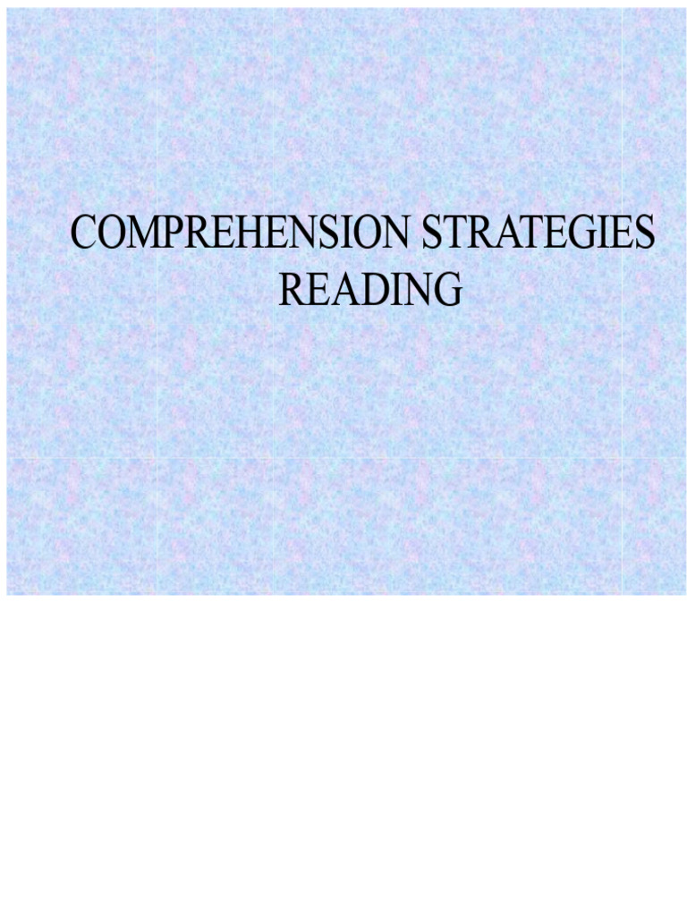 Effective Reading Comprehension Strategies | PDF | Reading ...