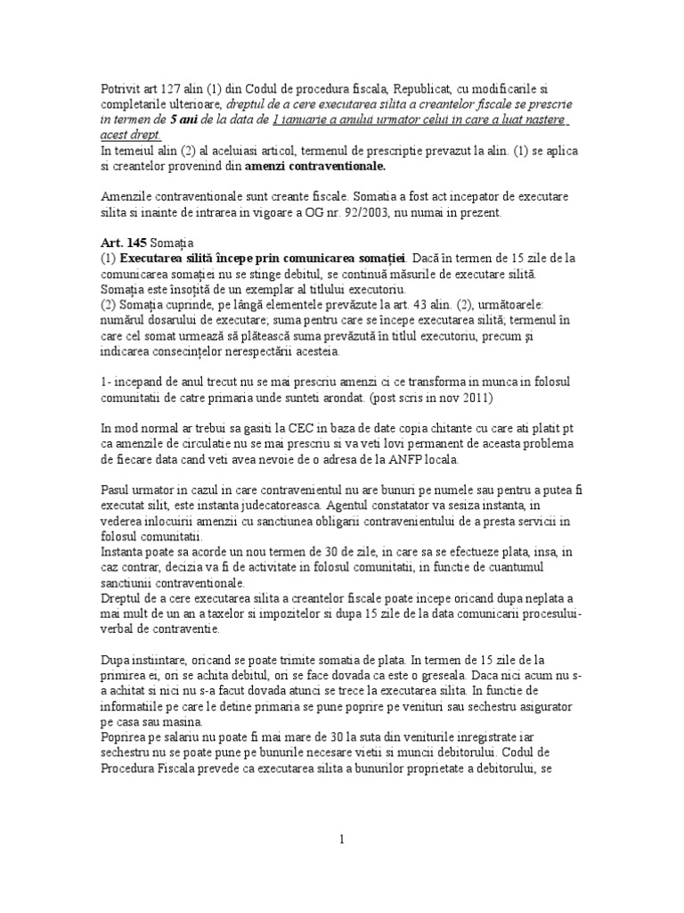 Prescriere Amenda Circulatie