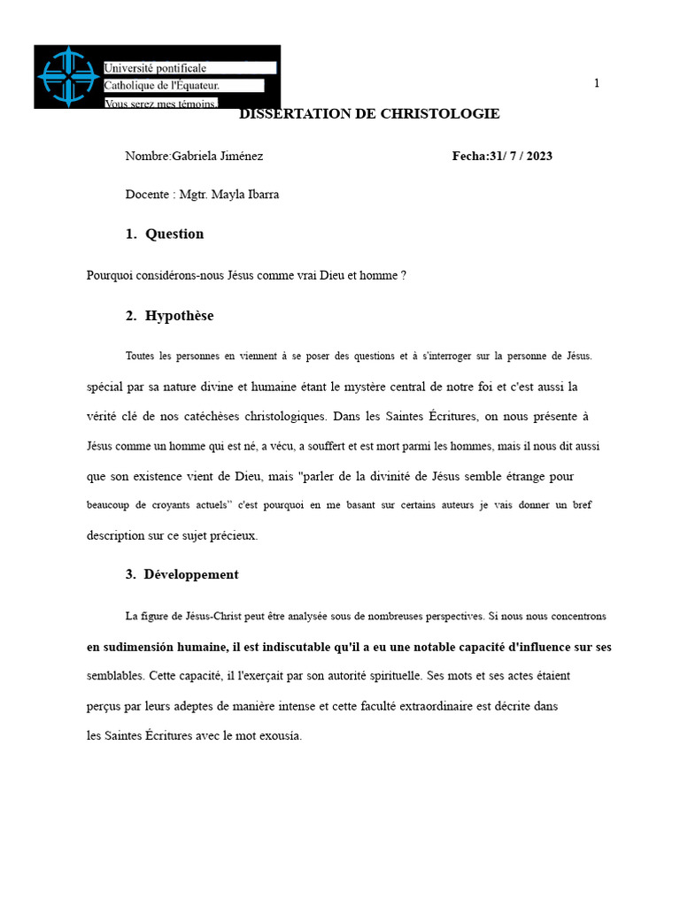 Jésus : Dieu et homme dans la foi chrétienne | PDF | Dieu | Incarnation ...