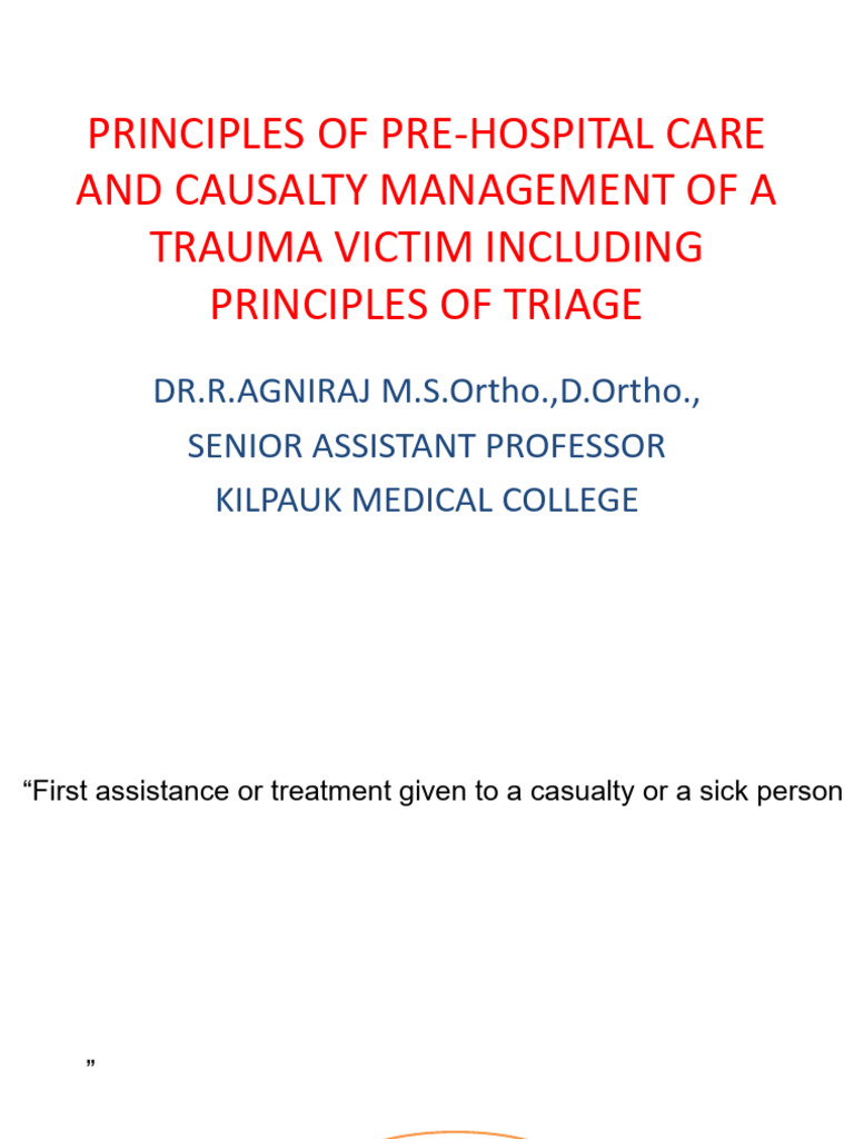 Trauma Care and Triage Principles | PDF | Emergency Medical Services ...