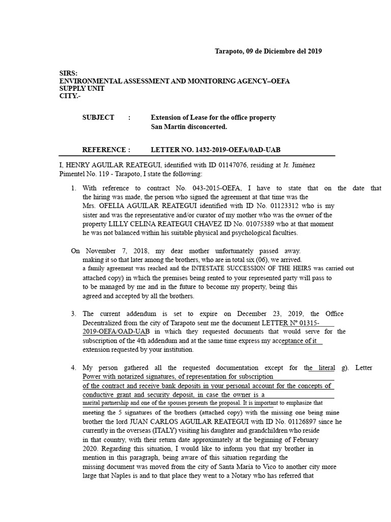 Lease Extension Request for Office Property | PDF
