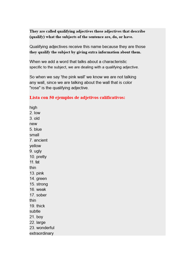 Qualifying Adjectives Explained with Examples | PDF