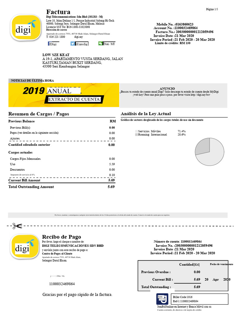 Digi Bill 12120594960.39376382777817376 PDF | PDF | Cheque | Tecnología ...