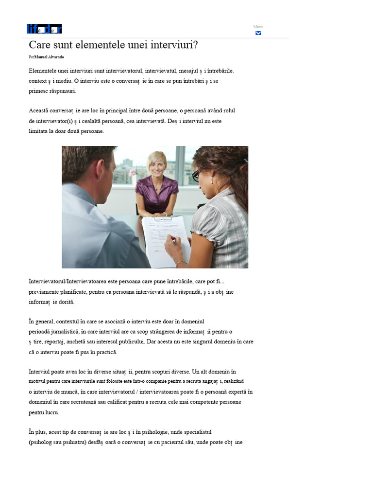 Care Sunt Elementele Unei Interviuri? | PDF