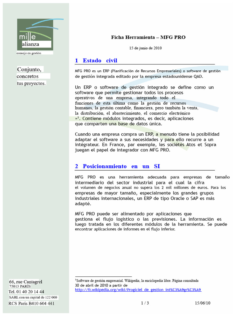 MFG PRO: ERP para Empresas Industriales | PDF | Planificación de ...