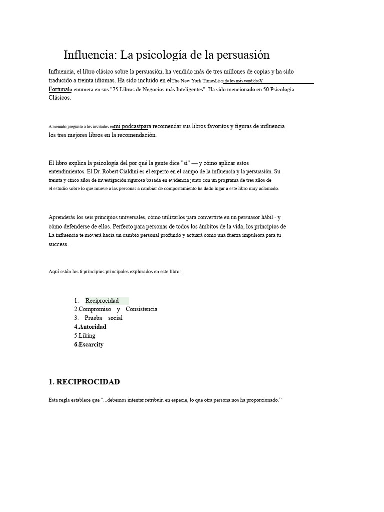 Psicología de la Persuasión: 6 Principios | PDF | Persuasión ...