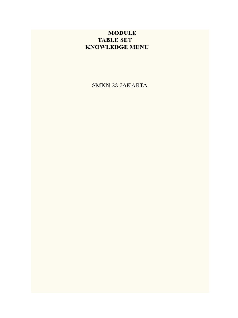 Menu Knowledge Module for Culinary Students | PDF | Lunch | Menu