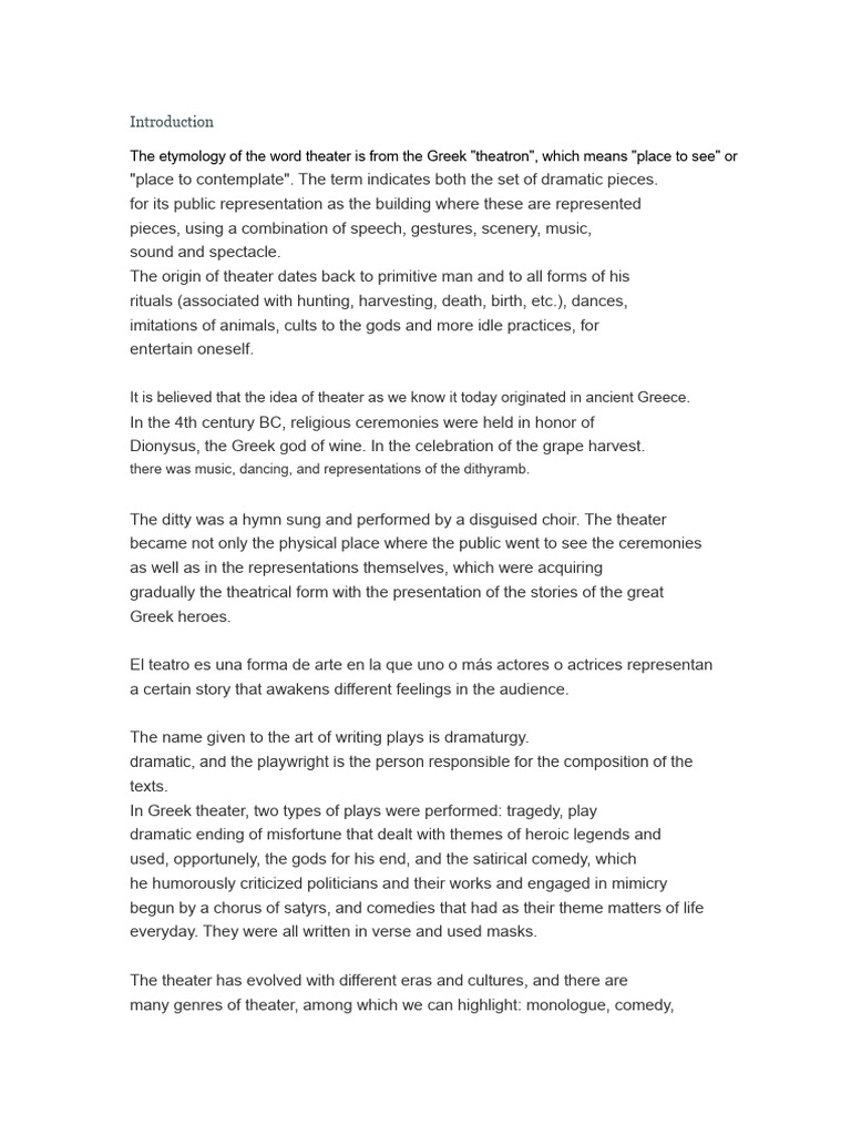 History and Evolution of Theater | PDF | Theatre | Dionysus