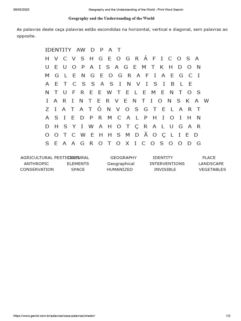 Geography Word Search Puzzle | PDF | Word Search | Earth Sciences