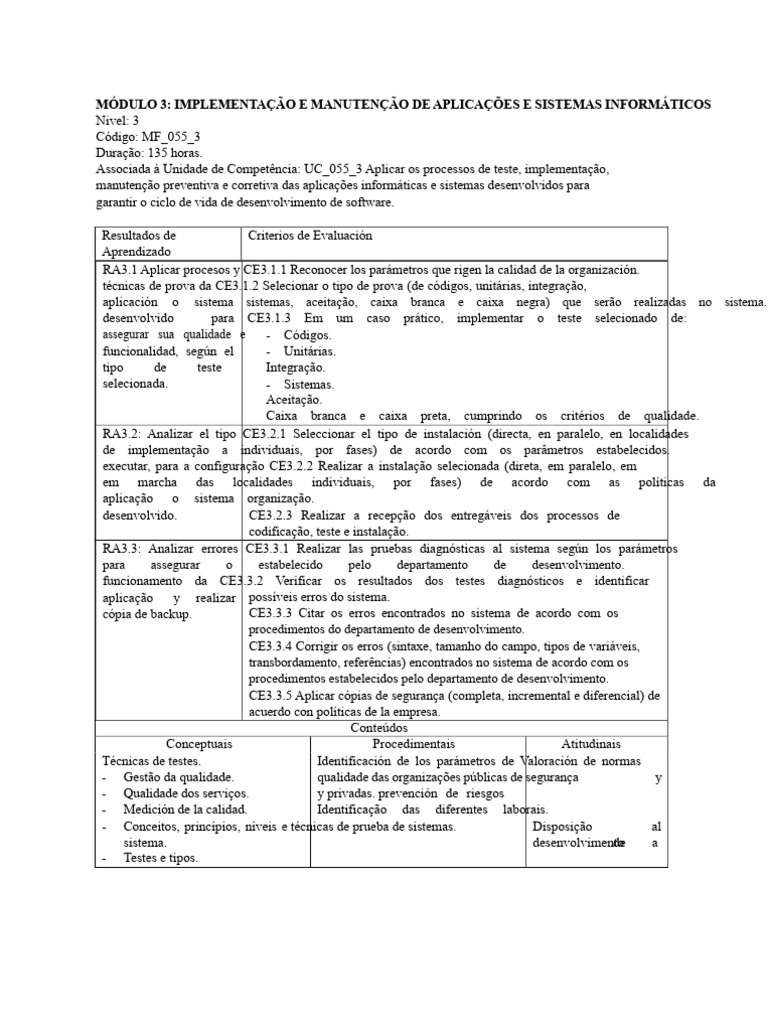 Implementação e Manutenção de Sistemas | PDF | Testes de software ...