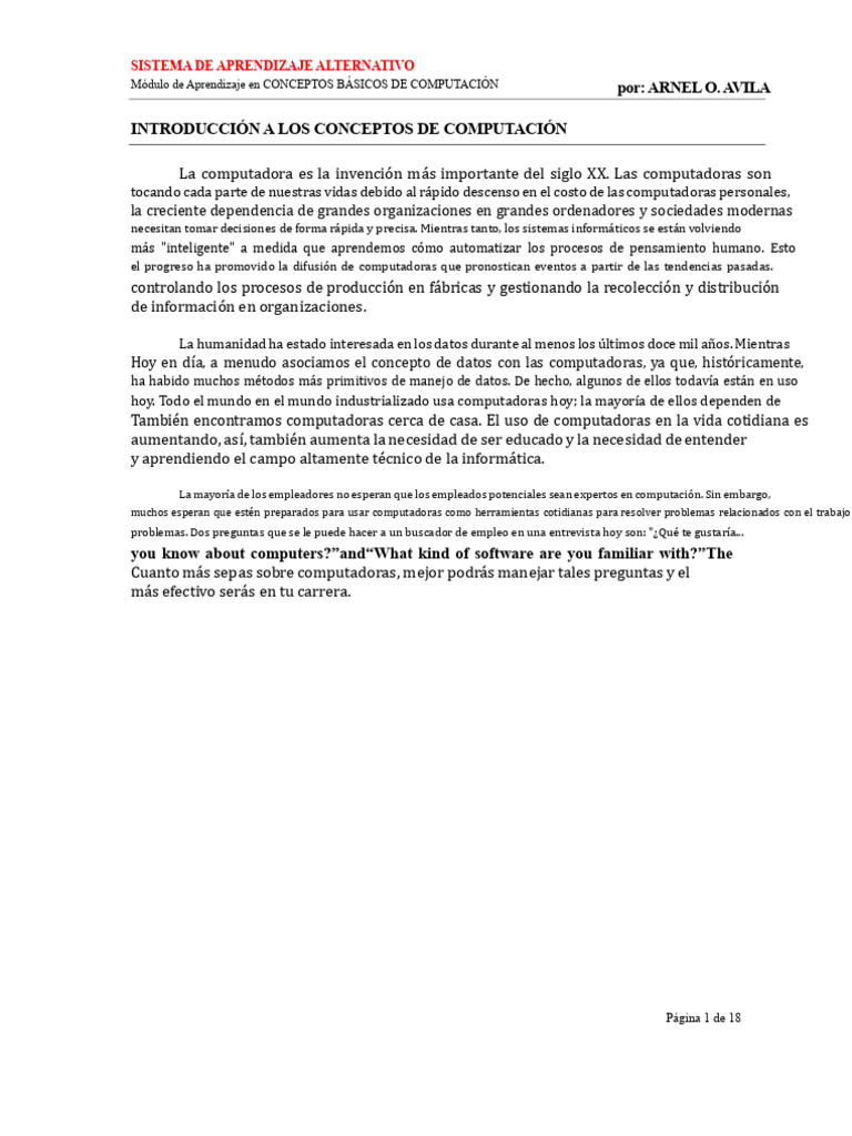 Conceptos Básicos de Computación | PDF | Hardware de la computadora ...