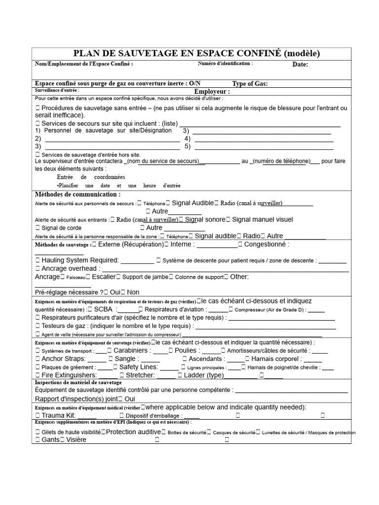 Plan de Sauvetage en Espace Confiné | PDF | Sécurité