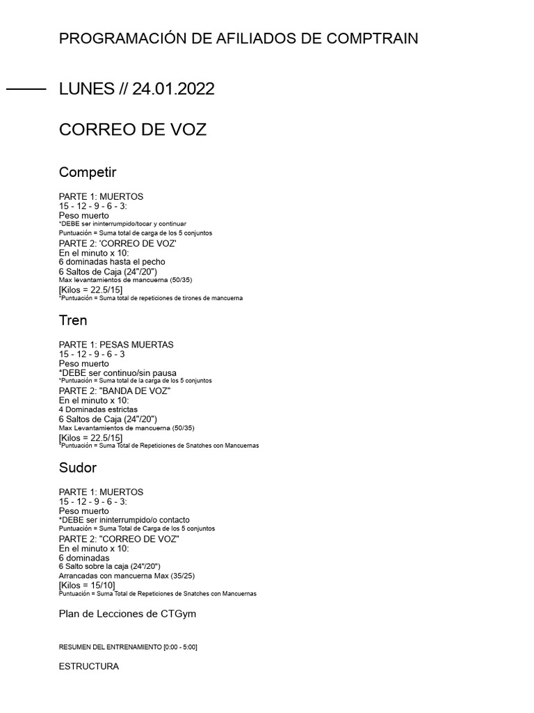 Comptrain Gimnasio Portapapeles | PDF | Ejercicio físico ...
