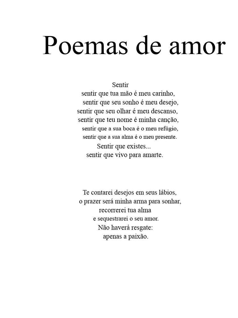 Poemas de Amor e Sentimentos Profundos | PDF