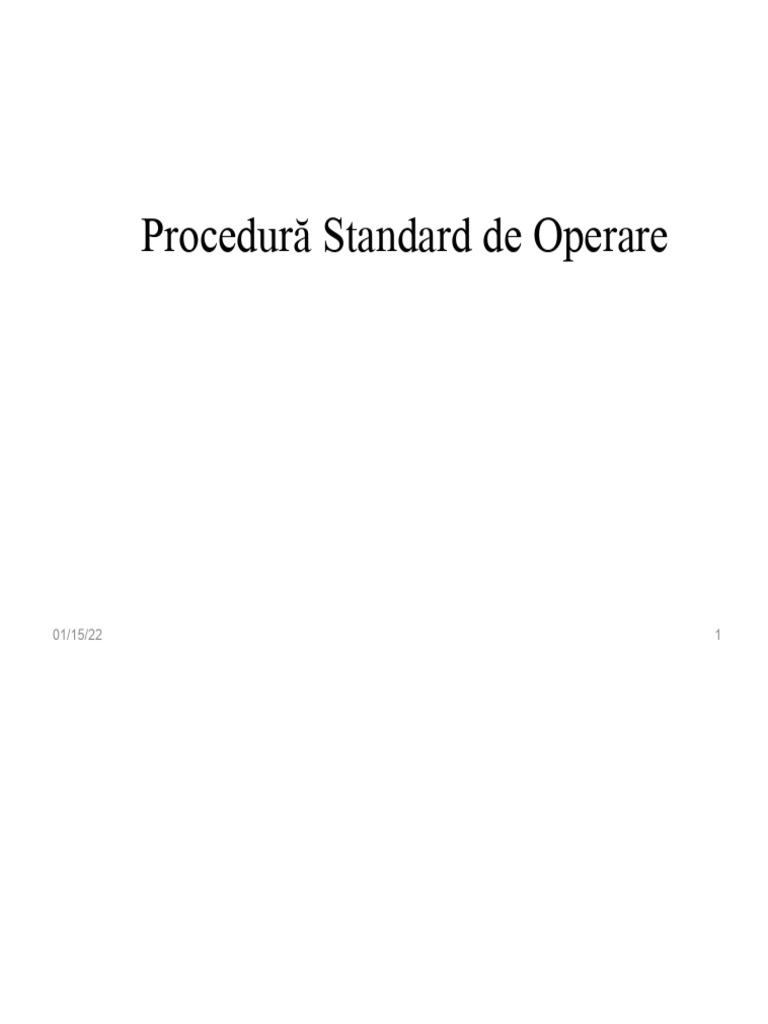 Procedură Standard de Operare | PDF