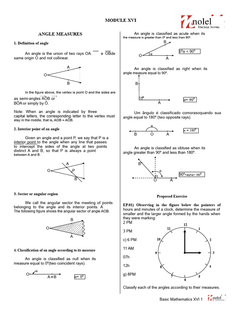 Understanding Angle Classifications and Measurements | PDF | Elementary ...