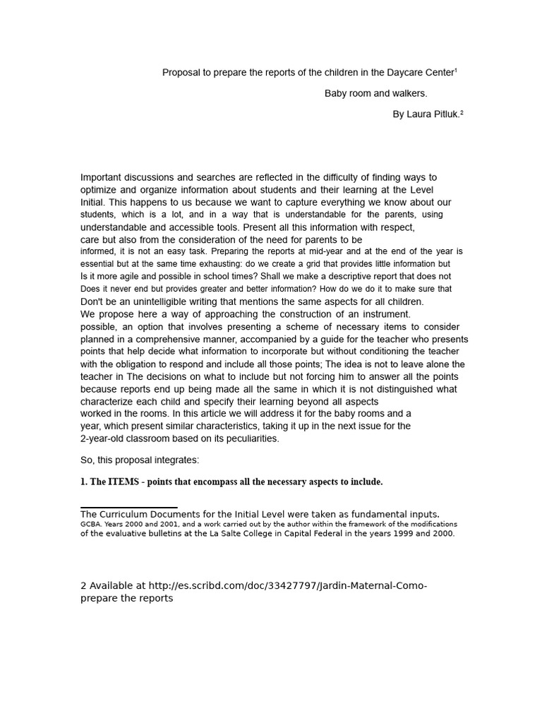 Daycare Report Preparation Guide | PDF | Communication | Attitude ...