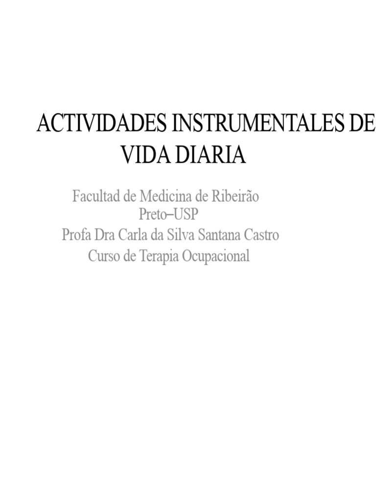 Actividades Instrumentales de la Vida Diaria | PDF