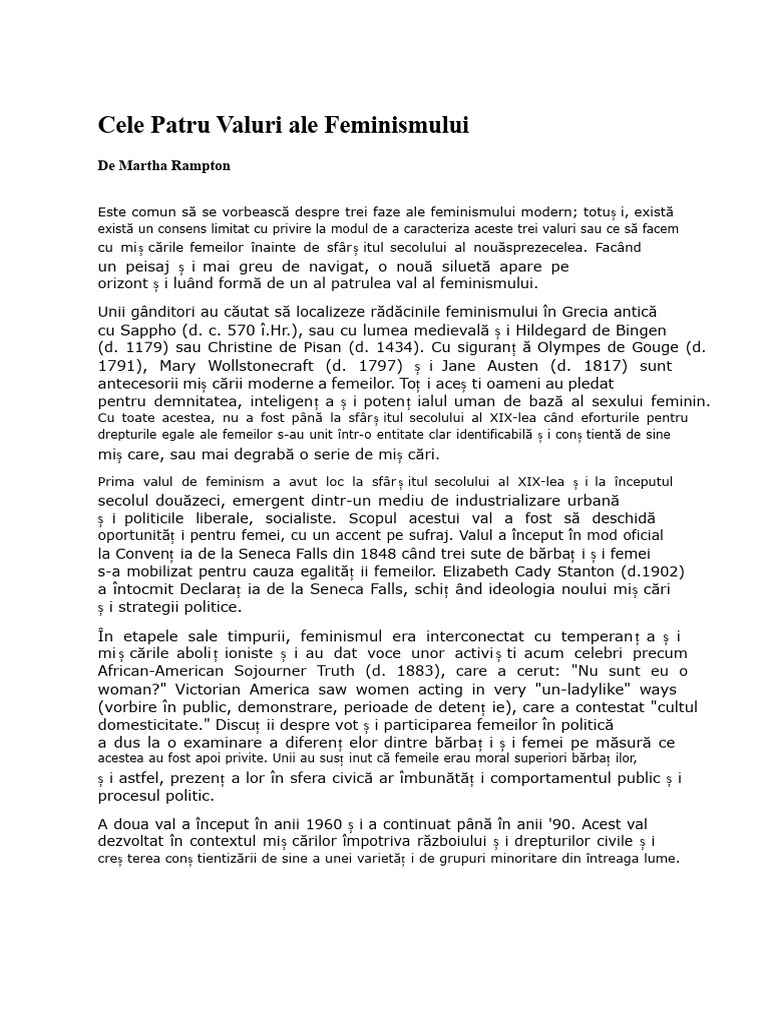 Patru Valuri Ale Feminismului | PDF