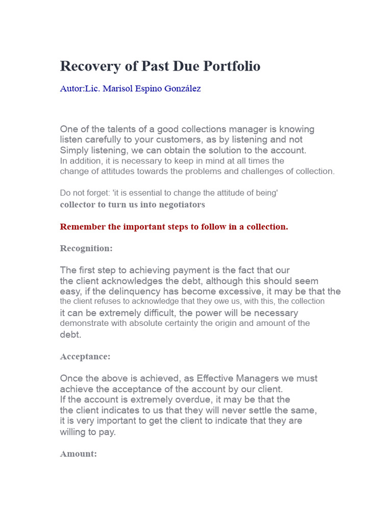 Collection of Overdue Receivables | PDF | Business