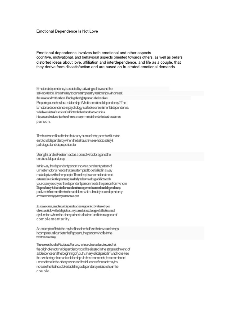 Understanding Emotional Dependency in Love | PDF | Love | Self Esteem