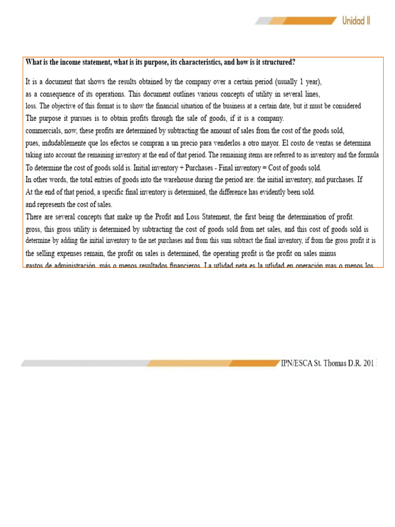 UNIT II. Activity 3 Income Statement | PDF | Income Statement | Expense