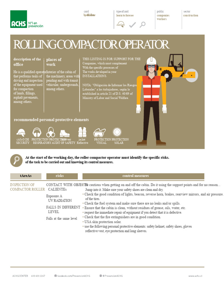 Compactor Roller Operator Safety Guide | PDF | Personal Protective ...